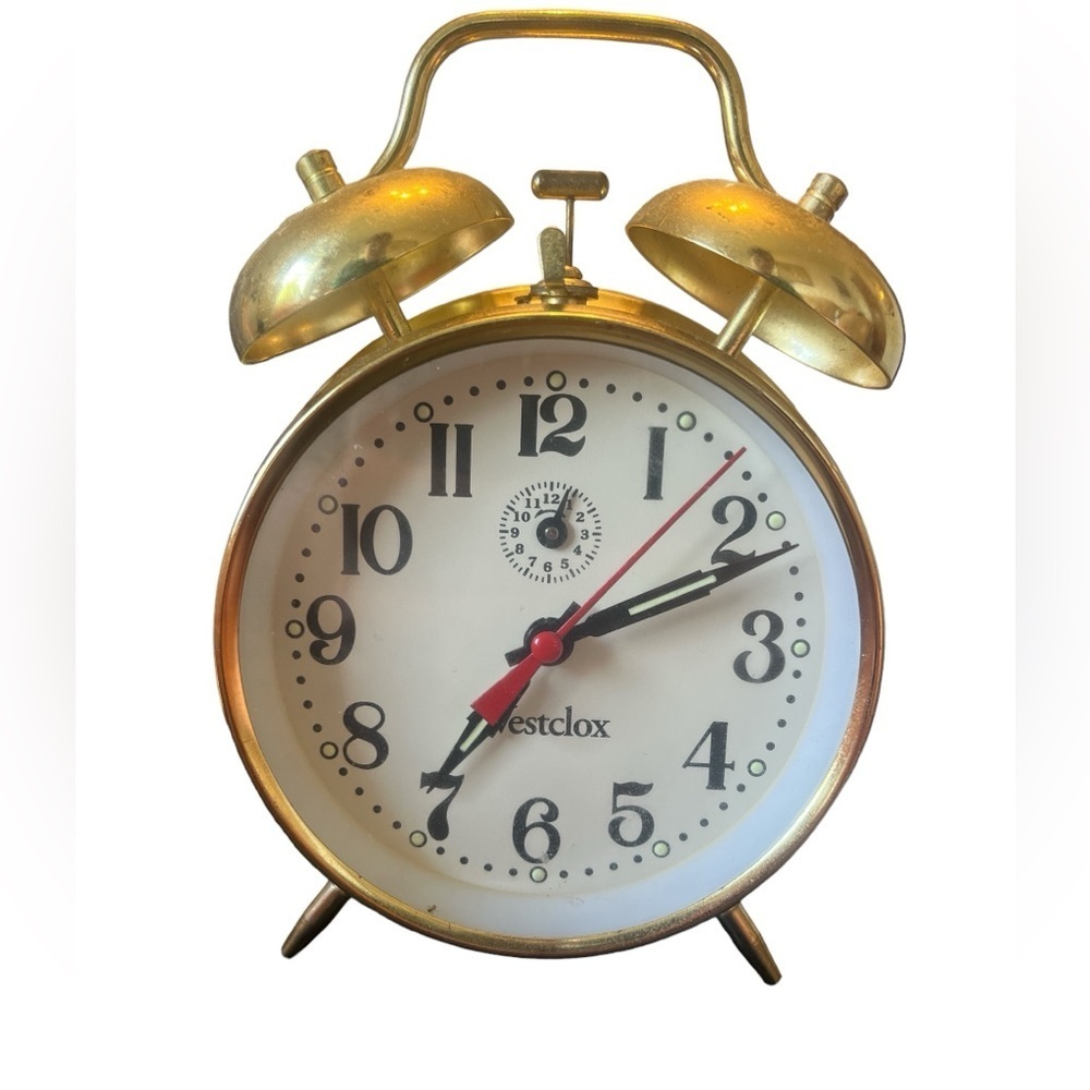 Westclox Gold Twin Bell Alarm Clock - Classic Gold Finish